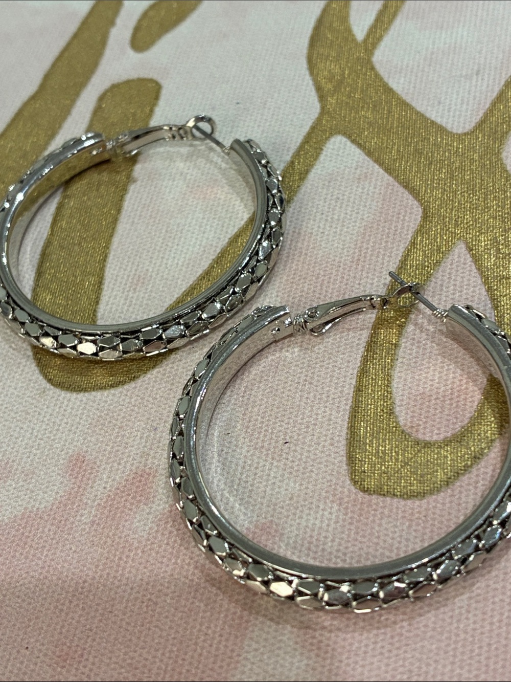 Classic Textured Silver Hoop Earrings for Women